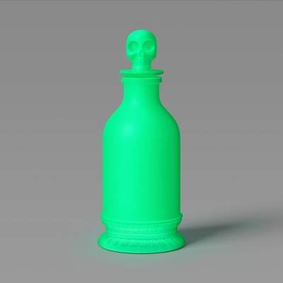 Plastic Blacklight Glow Skull Lid Bottle Figurine - Hyde and EEK! Boutique™ Neon Green
