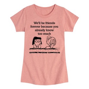 Girls' - Peanuts - Marcie and Peppermint Patty Friends Forever Fitted Short Sleeve Graphic T-Shirt - 1 of 4