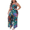 Agnes Orinda Women's Plus Size Floral V Neck Sleeveless Adjustable Spaghetti Strap Boho Wide Leg Jumpsuits - 2 of 4