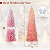 Costway 6/7 FT Snow-flocked Artificial Pink Christmas Tree with 140 Lights & 392 Branch Tips - 3 of 4