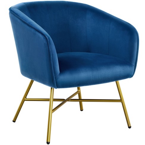 Modern Soft Velvet Upholstered Accent Chair With Armrests, Blue -  Modernluxe : Target