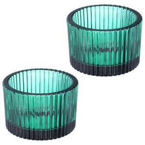 Unique Bargains Glass Table Centerpiece Decor Tea Light Candle Holders 2 Pcs 2.17" - 1 of 4
