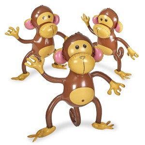 Playbees 3-Pack of 27" Inflatable Monkeys – Perfect for Jungle Safari Party Fun & Kids' Celebrations - 1 of 4