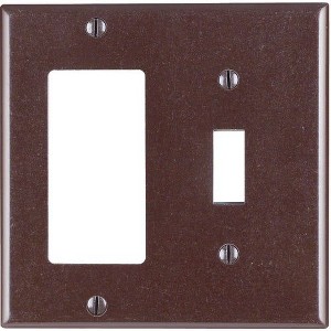 Leviton Decora 2-Gang Thermoset Single Toggle/Rocker Wall Plate, Brown - 1 of 1