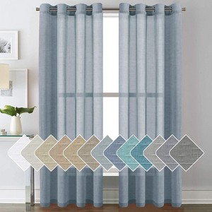 Natural Linen Blended Semi-Sheer Curtains Privacy Assured with Nickel Grommet for Living Room - 1 of 4