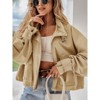 Imily Bela Womens Loose Fit Cropped Bomber Jacket Zip Up Long Sleeve Casual Outerwear with Pockets - 2 of 4