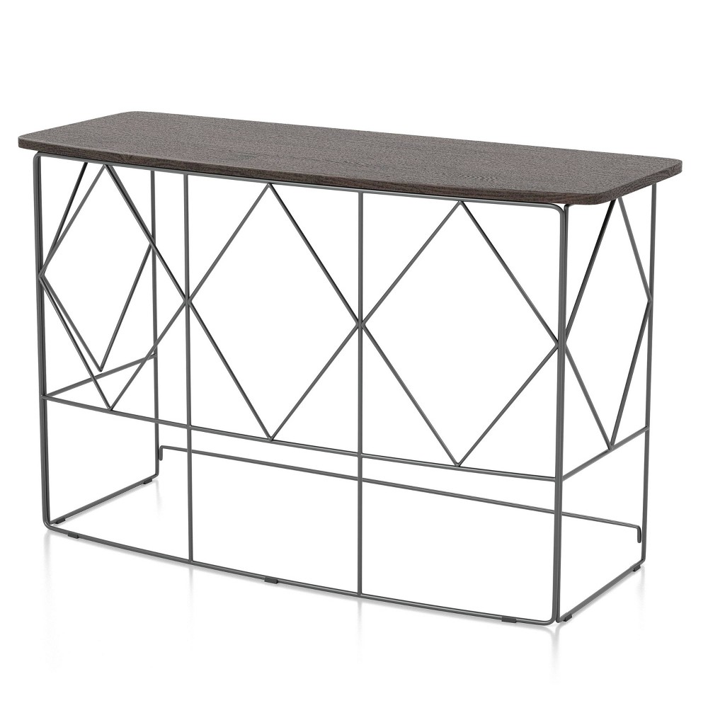 Photos - Coffee Table Drixol Rectangle Sofa Table Walnut - miBasics: Steel Frame, MDF & Wood Veneer, 30" High, Narrow Profile