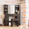 Vanity Desk with Mirror and Lights,Power Outlet,Hair Dryer Rack,with 7 Drawers and 6 Storage Shelves,3 Color Modes,for Bedroom Dressing Room-Black - 3 of 4