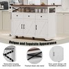 46.5'' Farmhouse Kitchen Island with Drape of Beads, Power Outlet, Rolling Kitchen Cart on Wheels with Drop Leaf, 3 Doors, 3 Drawers for Home - 3 of 4
