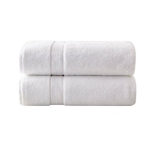 Vynxaria White Antimicrobial Cotton Bath Sheet 2 Piece Set - 1 of 4