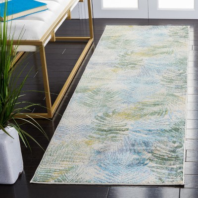 Lillian LLN308 Power Loomed Runner Rug - Blue/Green - 2'2"x7' - Safavieh