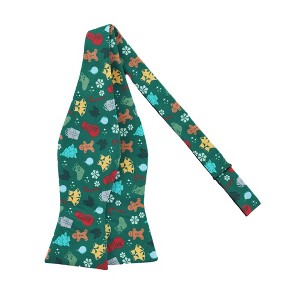 Jacob Alexander Men's Christmas Tree Décors Snowman Gingerbread Gifts Snowflakes Traditional Freestyle Self-Tie Bow Tie - 1 of 3