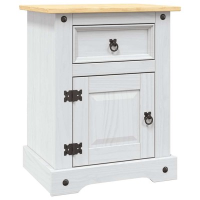 vidaXL Nightstand Storage Cabinet Table with Drawer Mexican Pine Corona Range - White