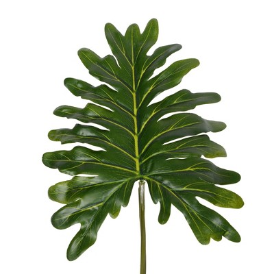 Tiny Green Faux Philodendron in Black Plastic Pot