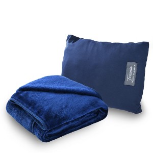 Tirrinia Travel Blanket Airplane Office Pullover 4 in 1 Premium Cozy Fleece Portable  Pullover  Blankets with Built-in Bag, Pocket - 1 of 4