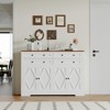 Modern Farmhouse Buffet Cabinet with Storage, Sideboard Storage Cabinet with 4 Doors & 4 Drawers Coffee Bar - 3 of 4
