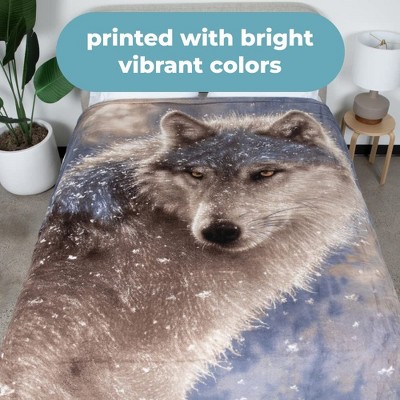 Lone Wolf Gray Fleece Hooded Kids Blanket