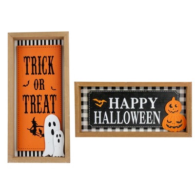 Northlight Set of 2 Happy Halloween Wooden Shadow Box Plaques