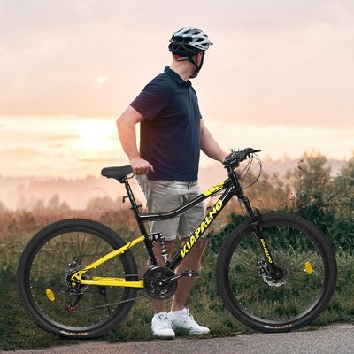 26 Inch steel Frame Shock Fork Plus Shock Absorber 21-speed Unisex Mountain Bike