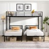 Gulches Black Metal Frame Full Twin Triple Bunk Bed Vertical Ladder Safety Rail MDF Shelf Black - 3 of 4