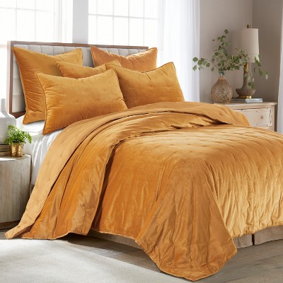 Calabria Gold Dot Stitch Velvet Microfiber King Sham