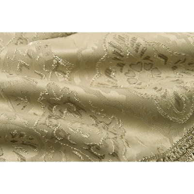 Gold Jacquard Fringed Trimmed Rod Pocket Valance