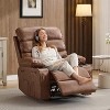 PU Leather Recliner for Adults with Massage & Heat, Extra Wide Manual Lazy Chair, Large Comfort Seat with 1.5X Sponge Arm & Back - 2 of 4