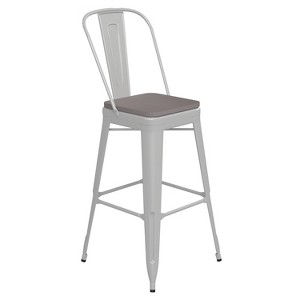 Flash Furniture Kai Commercial Grade 30" High Metal Indoor-Outdoor Counter Height Stool with Removable Back and All-Weather Poly Resin Seat - 1 of 4
