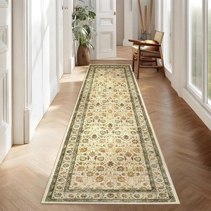 TackView Vintage Floral Area Rug, Machine Washable Boho, Soft Low-Pile Carpet, Non Slip Floral Rug, Ultra-Thin Traditional Carpet - 1 of 4