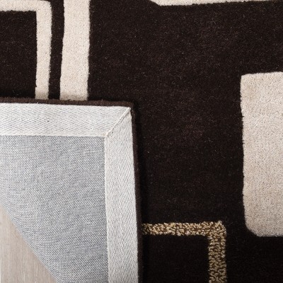 Brown and Beige Tufted Wool and Viscose Area Rug, 7'6" x 9'6"