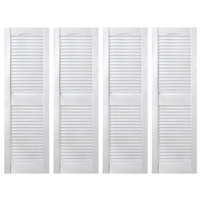 Plastic Development Group 14 x 55 Inch Exterior Vinyl Plastic Faux Louvered Window Shutters with Installation Kit and Instructions, 4 Pack, White