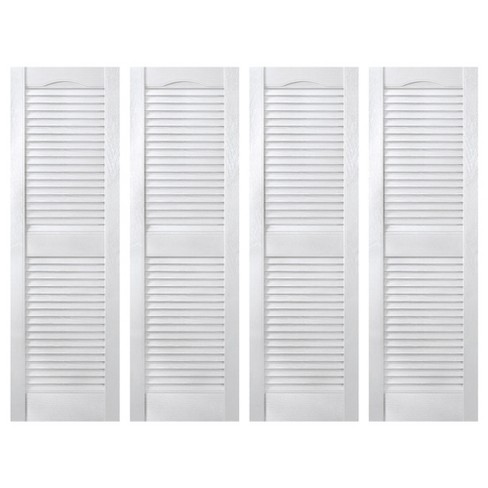 Plastic Development Group 14 x 55 Inch Exterior Vinyl Plastic Faux Louvered Window Shutters with Installation Kit and Instructions, 4 Pack, White - image 1 of 4