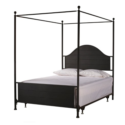 Cumberland Metal Canopy Bed Set Queen Textured Black Hillsdale Furniture