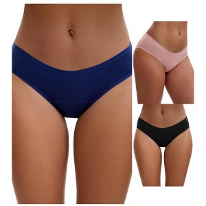 INSPIRE CHIC 3 Layers Period Leak Proof Briefs for Women's Cotton Mid-Waisted Underwear 3 Packs - 1 of 4