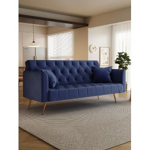 SYFERLORY 71 inch convertible love seat sofa, American retro green velvet, suitable for small living room, bedroom, office - 1 of 1