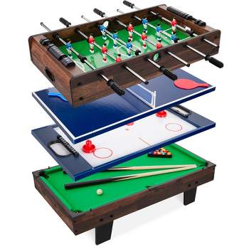Costway 3-In-1 48'' Multi Game Table w/Billiards Soccer and Side Hockey for  Party and Family Night - Natural/Green