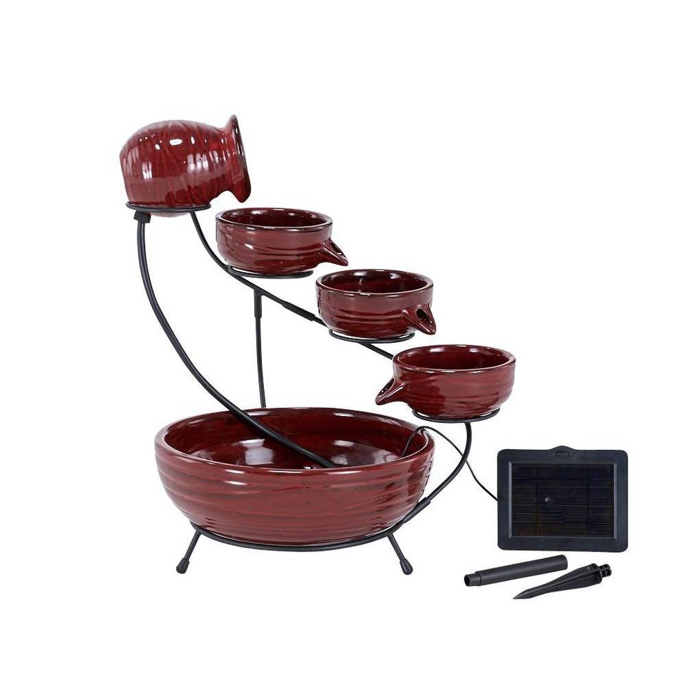Smart Solar 22" Ceramic Solar Cascade Tiered Fountain - Lava