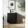 HomeRoots 35" Black Wood Textured Door Accent Cabinet With Two Doors - 2 of 4