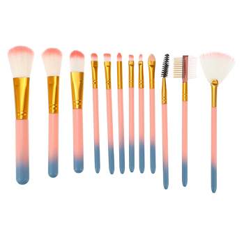 Unique Bargains Plastic Metal Handle Nylon Travel Makeup Brush Set Multicolor 12 Pcs