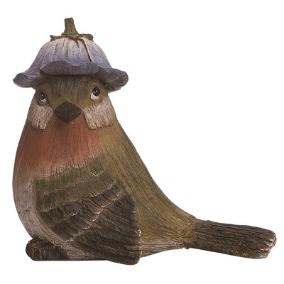 Transpac Resin 8 in. Multicolor Spring Bird with Flower Hat Figurine