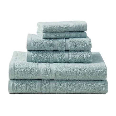 Great Bay Home Cotton Popcorn Textured Quick-Dry Towel Set (Washcloths (12- Pack), Mineral Blue) 