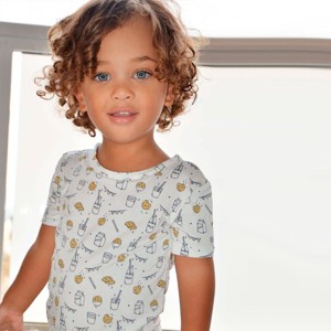 Bellabu Bear Kids Milk & Cookies Original Bamboo Kids Pajama Short Set - 1 of 4