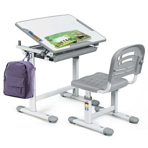 Costway Height Adjustable Kids Study Table And Chair Set W