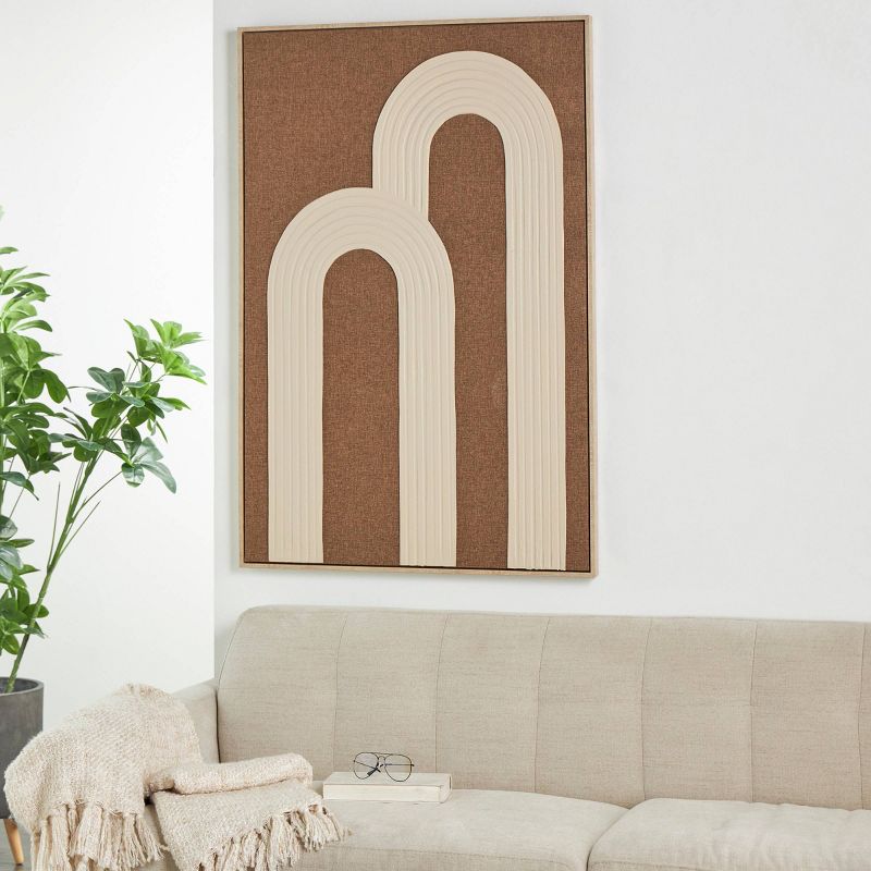 49&#34;x33&#34; Polyester Vertical Geometric Framed Wall Art with Tan Layered Arches Brown - Olivia &#38; May, 2 of 8