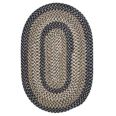 Colonial Mills Braxton Braided Rug, Navy 27"x46", Oval Shape