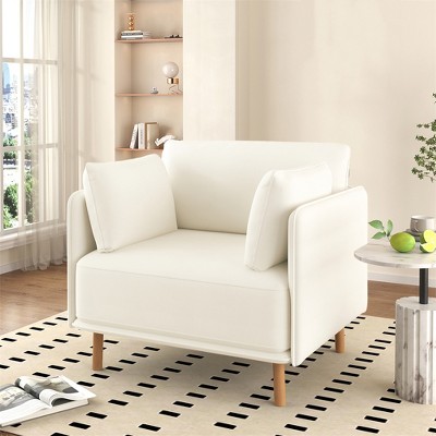 39" Modern Accent Chair, Upholstered Comfy Reading Armchair, Single Seat Sofa Chair With Pillow, Lounge Chair for Living Room Bedroom Balcony