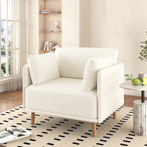 39" Modern Accent Chair, Upholstered Comfy Reading Armchair, Single Seat Sofa Chair With Pillow, Lounge Chair for Living Room Bedroom Balcony - 1 of 4