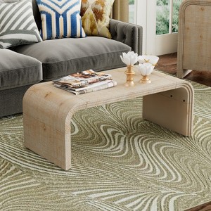 ALEXOUN Minimalist Coffee Table with Curved Design - Stylish Retro Look,Easy to Use,Multifunctional Furniture for Living Room,Dining Room - 1 of 4