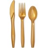 Juvale 144 Piece Merry Christmas Party Plates, Napkins, Cups, Cutlery, Gold Snowflakes Design, Serves 24 - 3 of 4