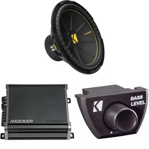 Kicker 50CWCD154 CompC 15" Subwoofer, Dual 4-Ohm with CXA8001 Amp Bundle ( Includes Bass Knob ) - 1 of 4